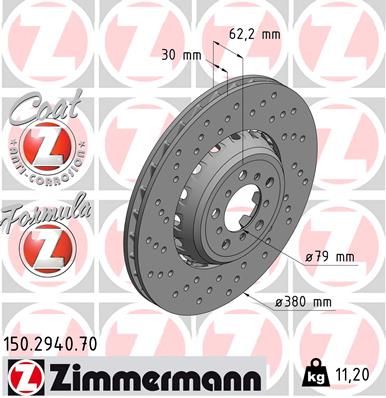 Zimmermann 150294070 Диск гальмівний FORMULA Z лівий