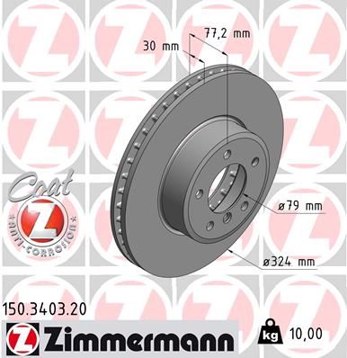 Zimmermann 150340320 Диск гальмівний передній Coat Z