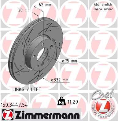 Zimmermann 150344754 Диск гальмівний BLACK Z лівий