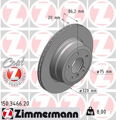 Zimmermann 150346620 диск гальмівний задній Coat Z