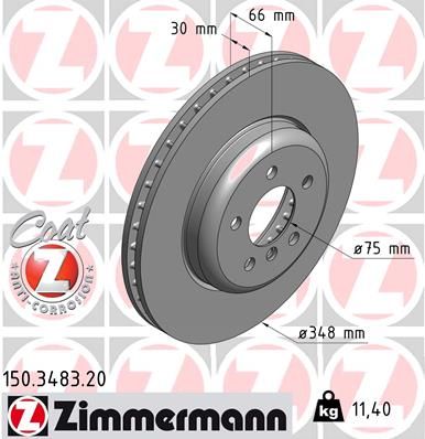 Zimmermann 150348320 Диск гальмівний (передній) BMW 5 (F10/F11)/6 (F06/F13) 09- (348x30) (з покриття
