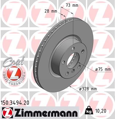 Zimmermann 150349420 Диск гальмівний Coat Z