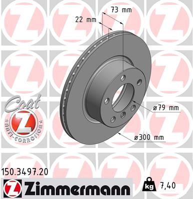 Zimmermann 150349720 Диск гальмівний (передній) BMW 1 (F20)/3 (F30)/4 (F32) 11- (300x22) (з покриття