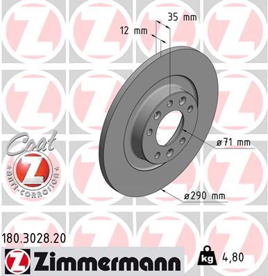 Zimmermann 180302820 Диск гальмівний Coat Z