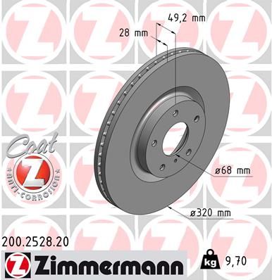 Zimmermann 200252820 Диск гальмівний (передній) Nissan Murano I/II 03-14/Infinity EX 25/EX35/EX37 08