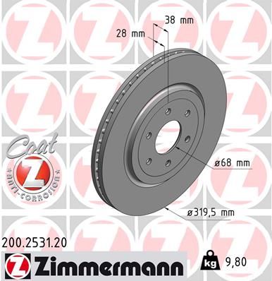 Zimmermann 200253120 Диск гальмівний Coat Z