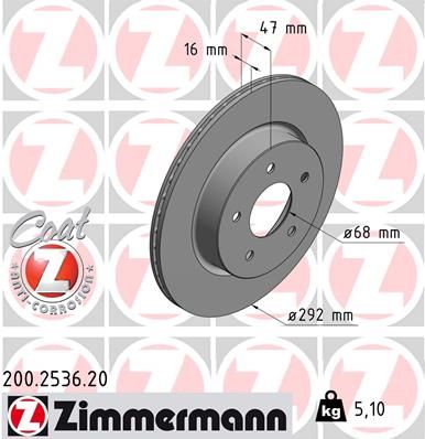 Zimmermann 200253620 Диск гальмівний Coat Z