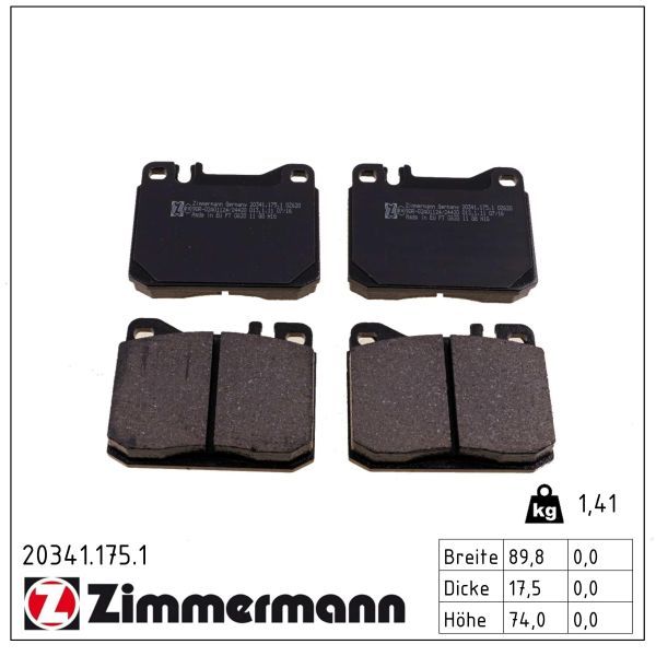 Zimmermann 203411751 Колодки гальмівні дискові, комплект