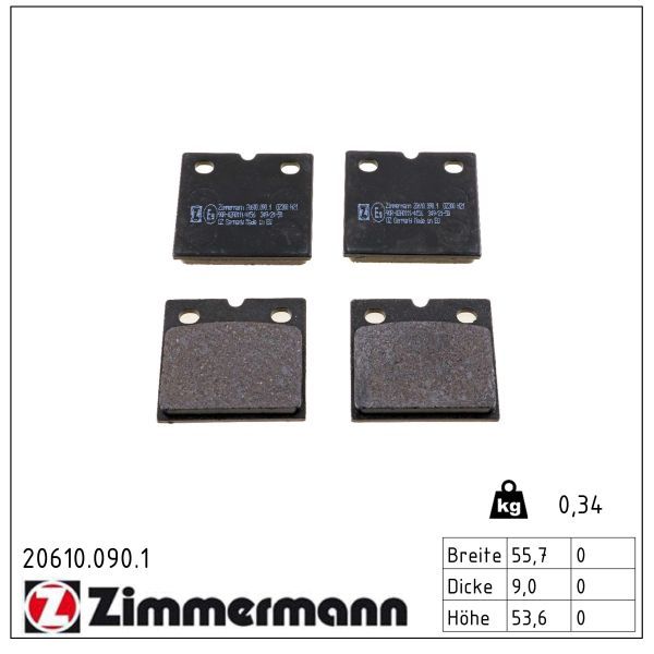 Zimmermann 206100901 Комплект колодок гальмівних TESLA/AUDI/ASTON MARTIN/JAGUAR/MASERATI