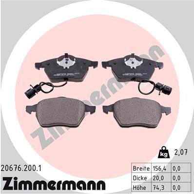 Zimmermann 206762001 колодки гальмівні дискові, к-кт