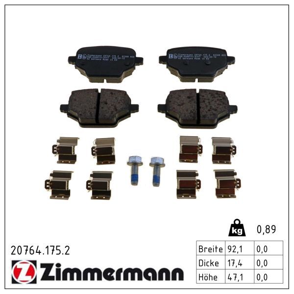 Zimmermann 207641752 Колодки гальмівні дискові, к-кт, задні