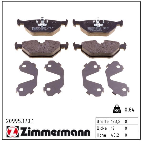 Zimmermann 209951701 Колодки гальмівні дискові, к-кт
