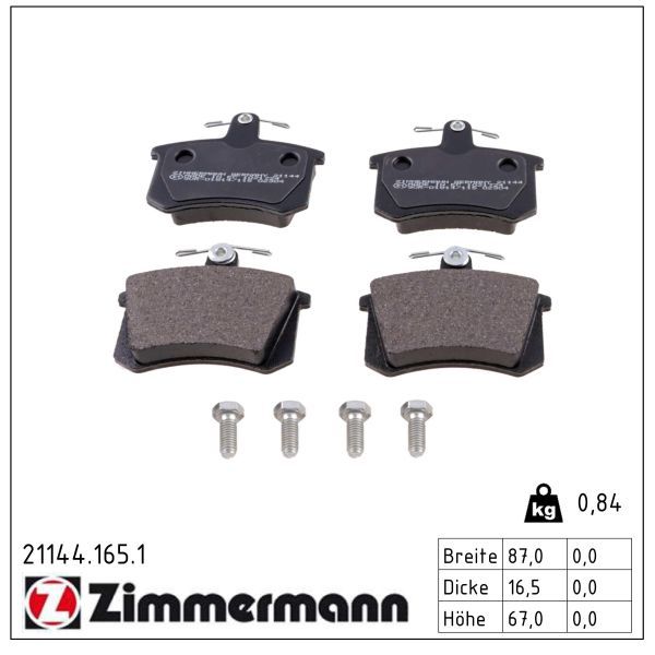 Zimmermann 211441651 Колодки гальмівні Дискові, к-кт
