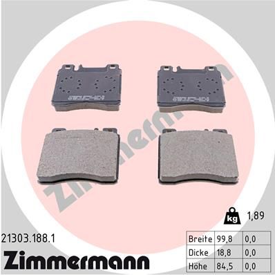 Zimmermann 213031881 Колодки гальмівні дискові, к-кт