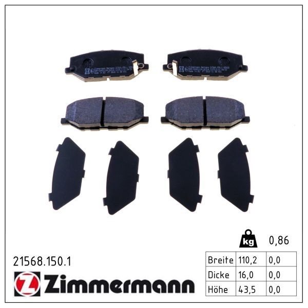 Zimmermann 215681501 Колодки гальмівні дискові комплект