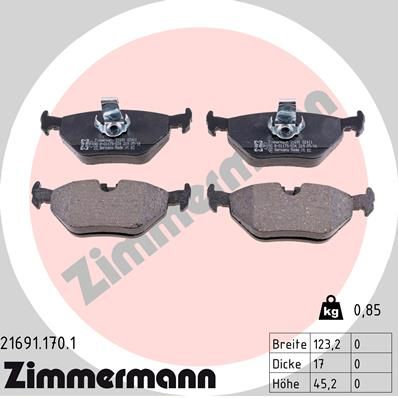 Zimmermann 216911701 Колодки гальмівні дискові, комплект