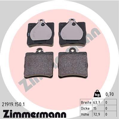 Zimmermann 219191501 Колодки гальмівні дискові, комплект