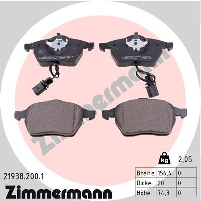 Zimmermann 219382001 Колодки гальмівні дискові, комплект