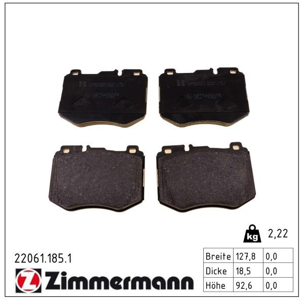 Zimmermann 220611851 Колодки гальмівні (передні) MB C-class (W205)/E-class (W213) 14- (Brembo)