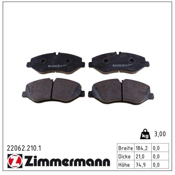 Zimmermann 220622101 Колодки гальмівні дискові, к-кт