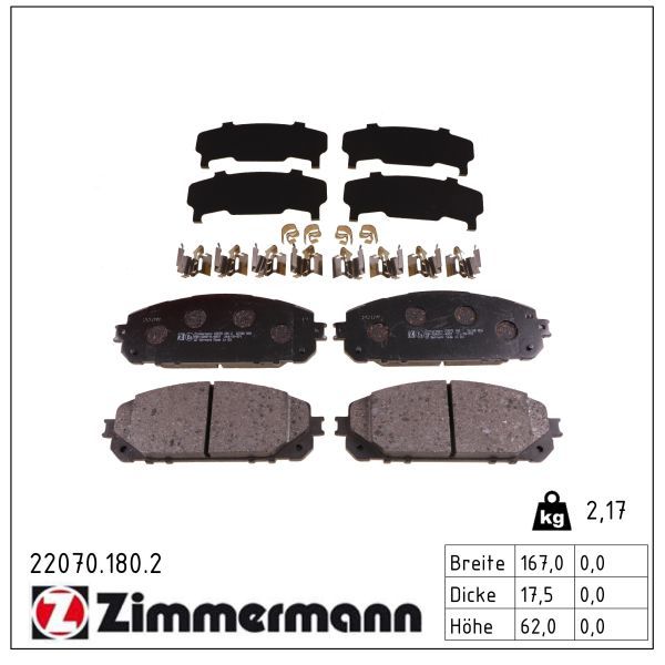 Zimmermann 220701802 Колодки гальмівні дискові, к-кт