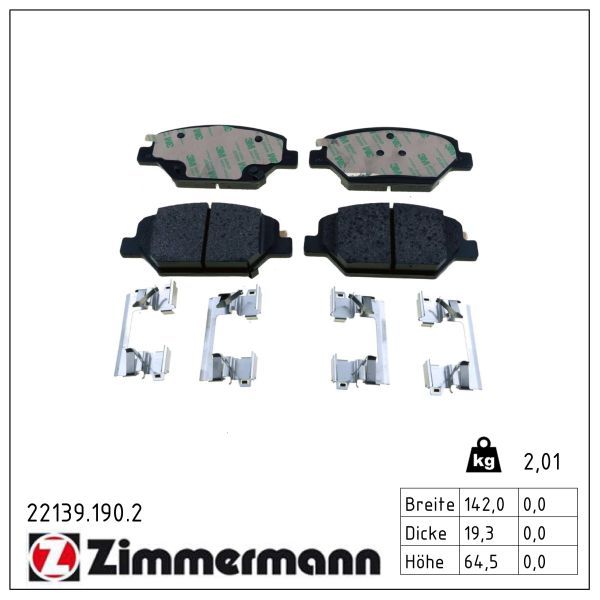 Zimmermann 221391902 Комплект гальмівних накладок, дискове гальмо