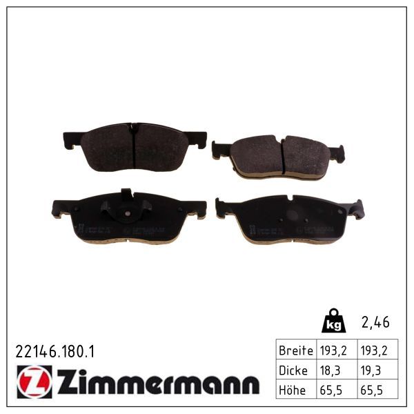 Zimmermann 221461801 Колодки гальмівні (передні) Land Rover Discovery/Range Rover 2.0D 11- (Ate)
