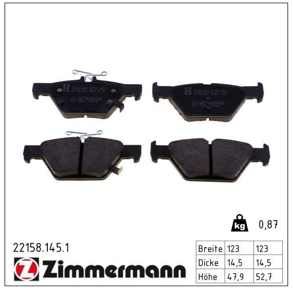 Zimmermann 221581451 Колодки гальмівні дискові, к-кт