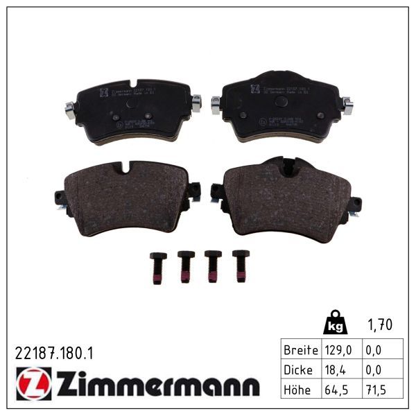 Zimmermann 221871801 Колодки гальмівні дискові, комплект