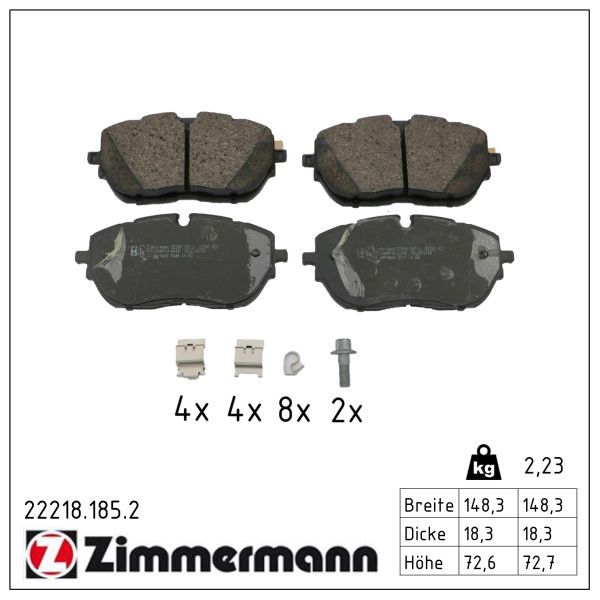 Zimmermann 222181852 колодки гальмівні дискові, к-кт