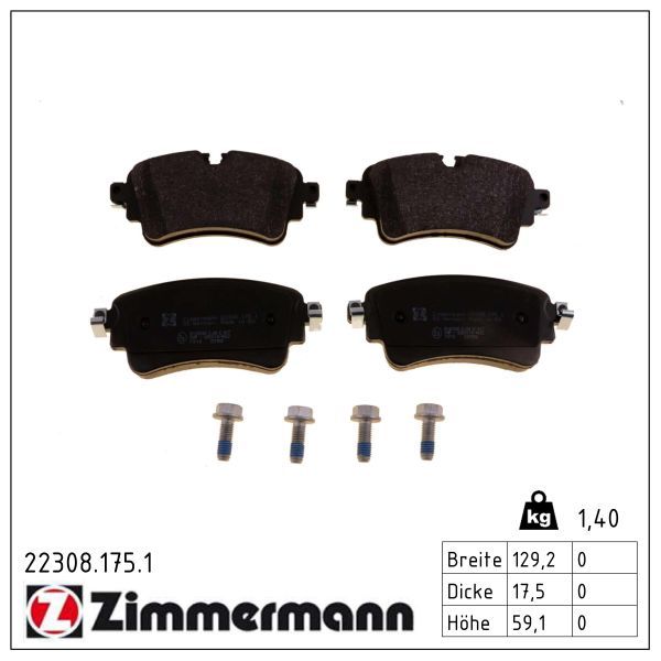 Zimmermann 223081751 Колодки гальмівні дискові задні, комплект