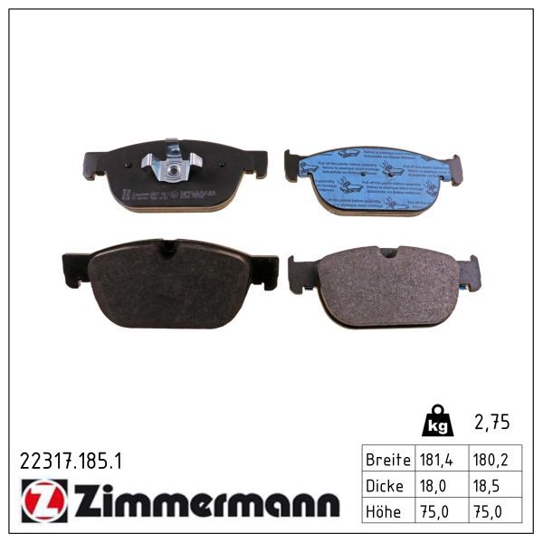 Zimmermann 223171851 Колодки гальмівні (передні) Volvo S60/S90/V60/V90/XC40/XC60/XC90 15- (Ate-Teves