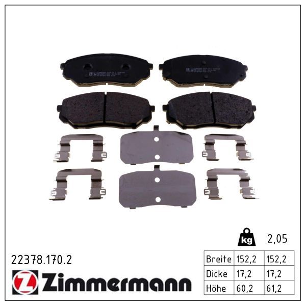 Zimmermann 223781702 Колодки гальмівні (передні) Hyundai Santa Fe IV/Kia Sorento 2.0-3.3 15-