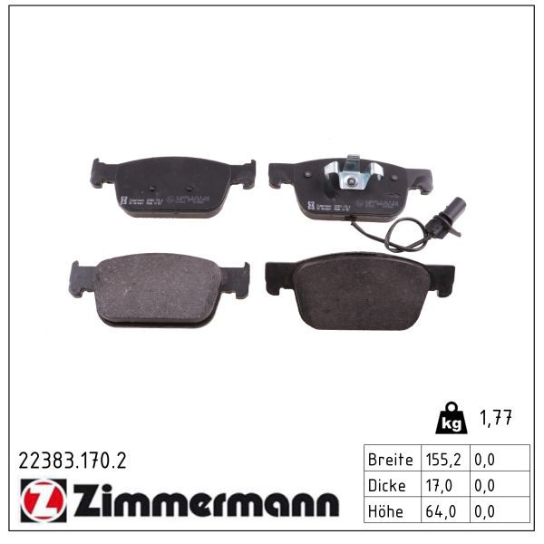 Zimmermann 223831702 Колодки гальмівні дискові комплект
