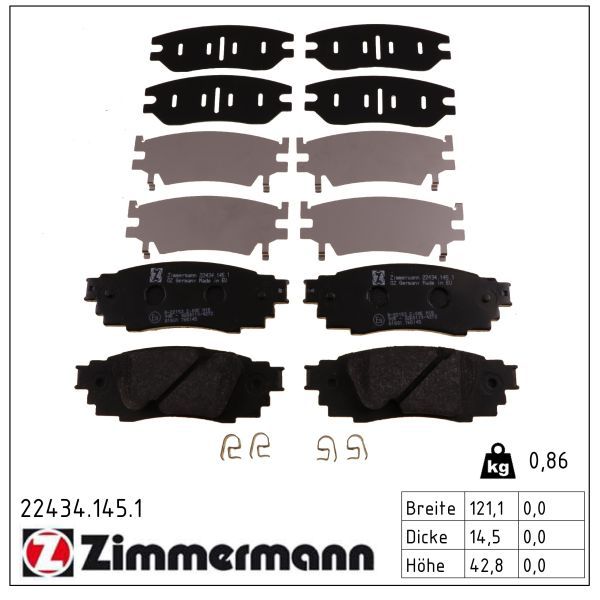 Zimmermann 224341451 Колодки гальмівні дискові, к-кт