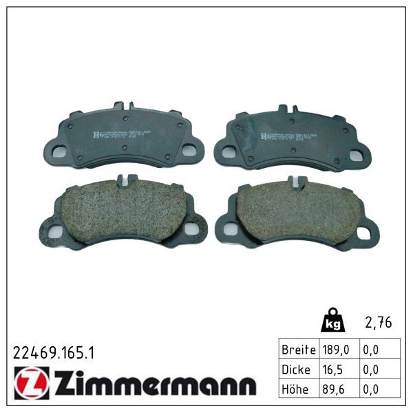 Zimmermann 224691651 Колодки гальмівні на Porsche Cayenne (9YA) 19-