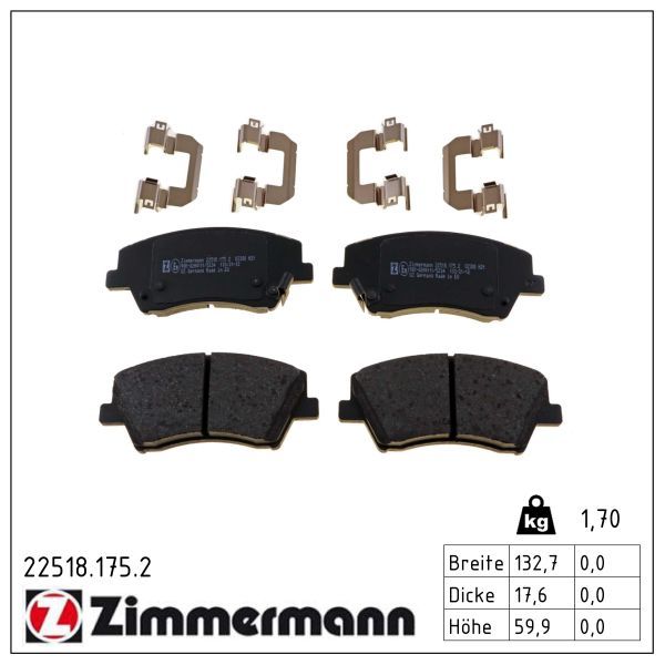 Zimmermann 225181752 Колодки гальмівні дискові, к-кт