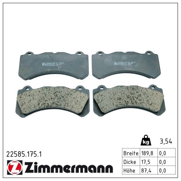Zimmermann 225851751 Колодки гальмівні дискові комплект