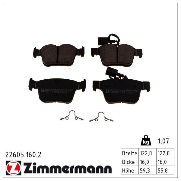 Zimmermann 226051602 Колодки гальмівні дискові, к-кт