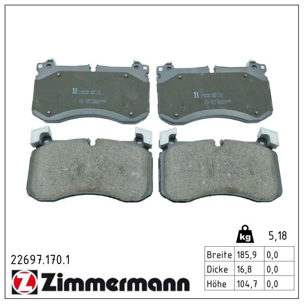 Zimmermann 226971701 Колодки гальмівні MERCEDES