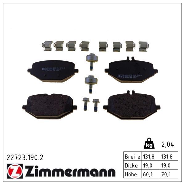 Zimmermann 227231902 Колодки гальмівні дискові, к-кт