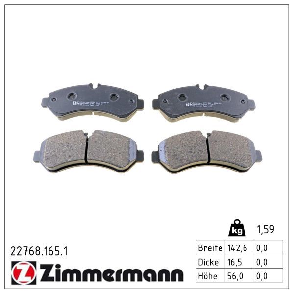 Zimmermann 227681651 Колодки гальмівні (передні) Toyota Camry 17-/Rav4/Lexus ES/UX 18- (Akebono)