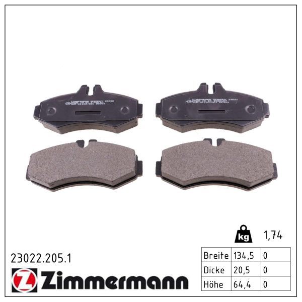 Zimmermann 230222051 колодки гальмівні дискові, к-кт