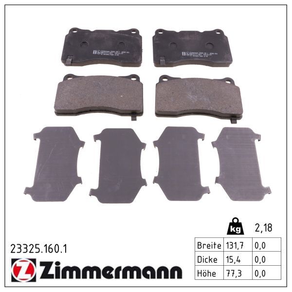 Zimmermann 233251601 колодки гальмівні дискові, к-кт