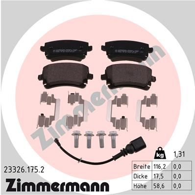 Zimmermann 233261752 Колодки гальмівні дискові з аксесуарами, комплект