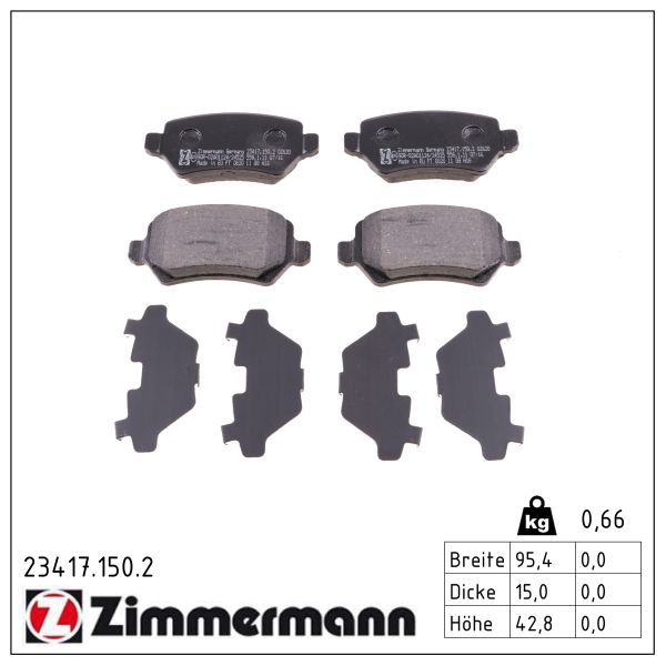 Zimmermann 234171502 Колодки гальмівні дискові, к-кт