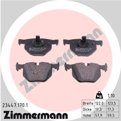 Zimmermann 234471701 Колодки гальмівні (задні) BMW 7 (E65/E66/E67) 01-09 (Ate-Teves)