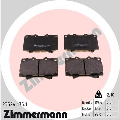 Zimmermann 235241751 Колодки гальмівні дискові, к-кт