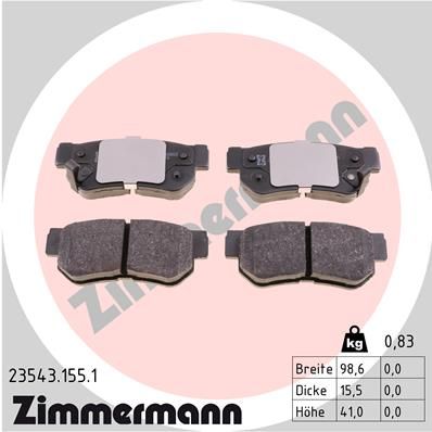 Zimmermann 235431551 Колодки гальмівні дискові, к-кт
