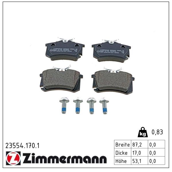 Zimmermann 235541701 Колодки гальмівні задні комплект